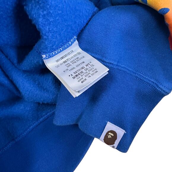 M Bape Royal Blue Flame Crewneck Sweater - Picture 5 of 5